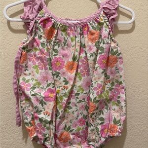 Floral Pink and Green Kids One Piece